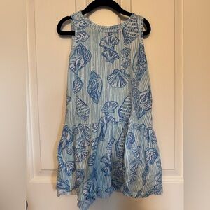 Lilly Pulitzer Blue Shell Print Sleeveless Tiered Dress